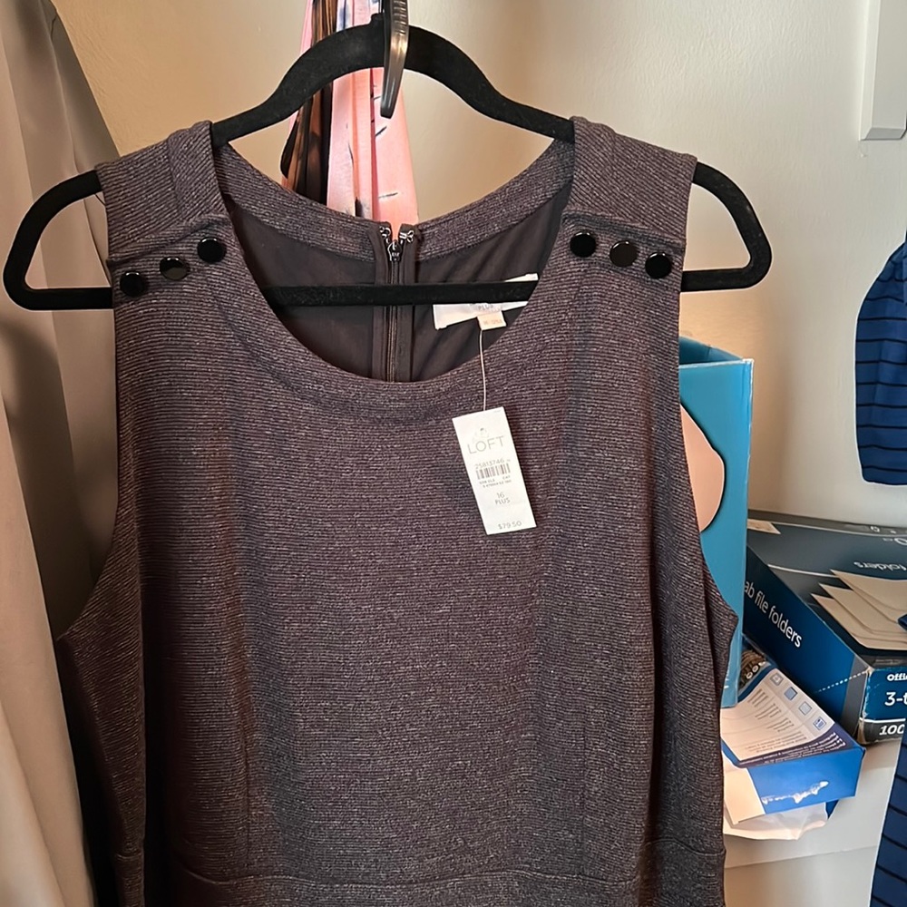 Loft size 16 gray dress new with tags